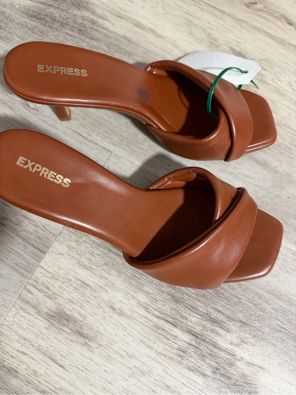 Express Women’s Tan Brown Knotted Slide Heels